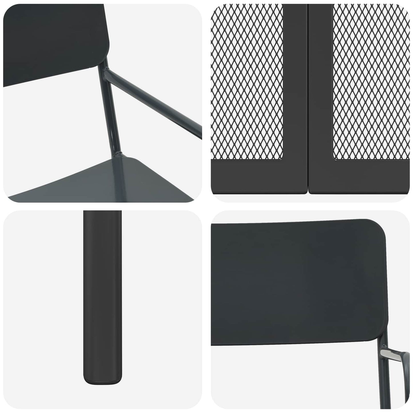 Dining Set 5 pcs Anthracite Steel