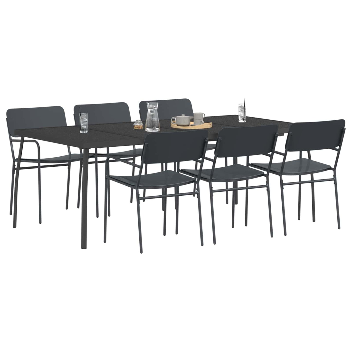Dining Set 7 pcs Anthracite Steel