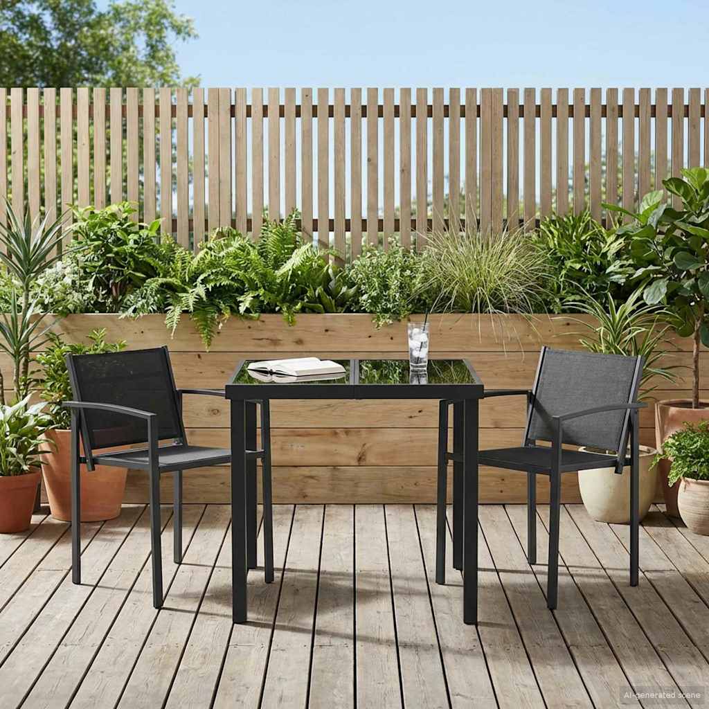 Outdoor Furniture Set 3 pcs Black and Anthracite Textilene