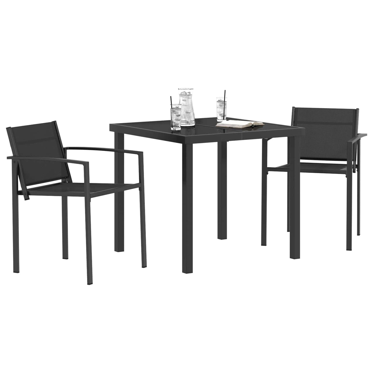 Outdoor Furniture Set 3 pcs Black and Anthracite Textilene