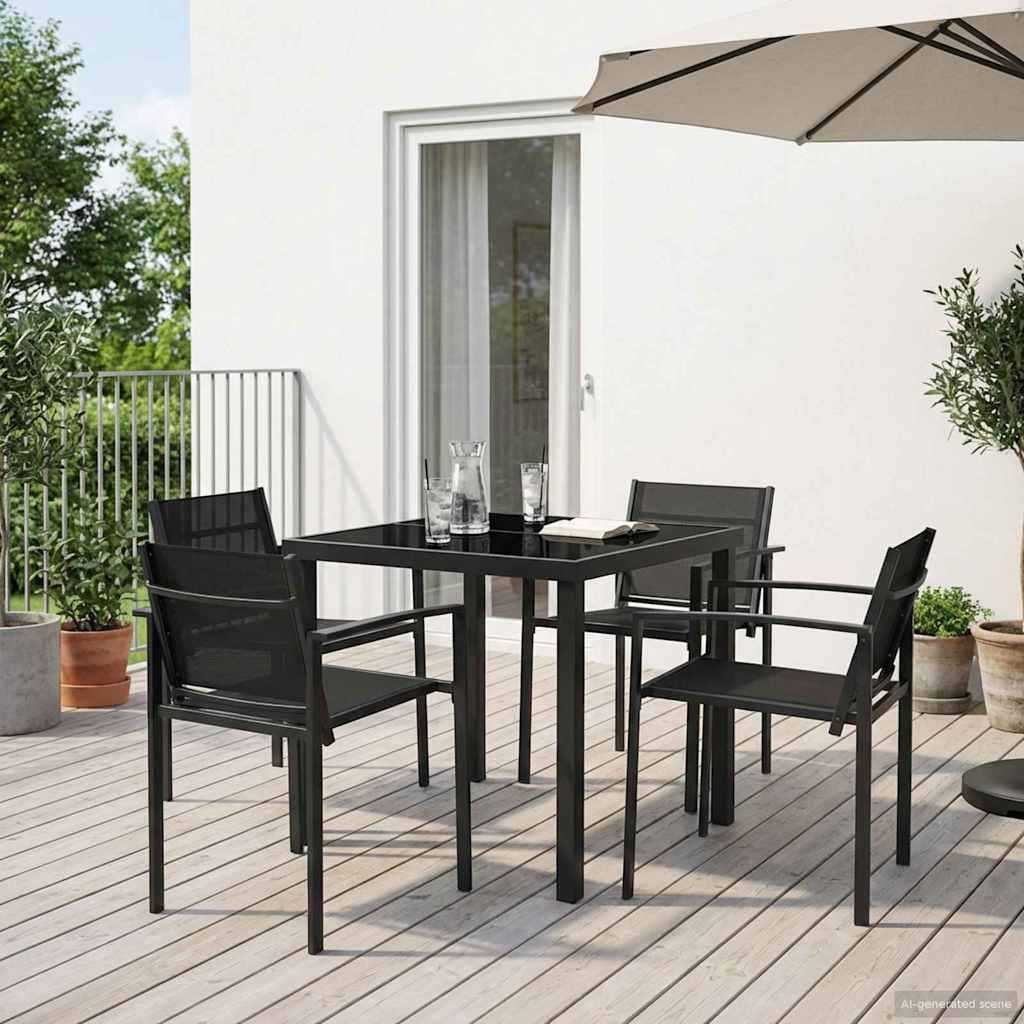 Outdoor Furniture Set 5 pcs Black and Anthracite Textilene