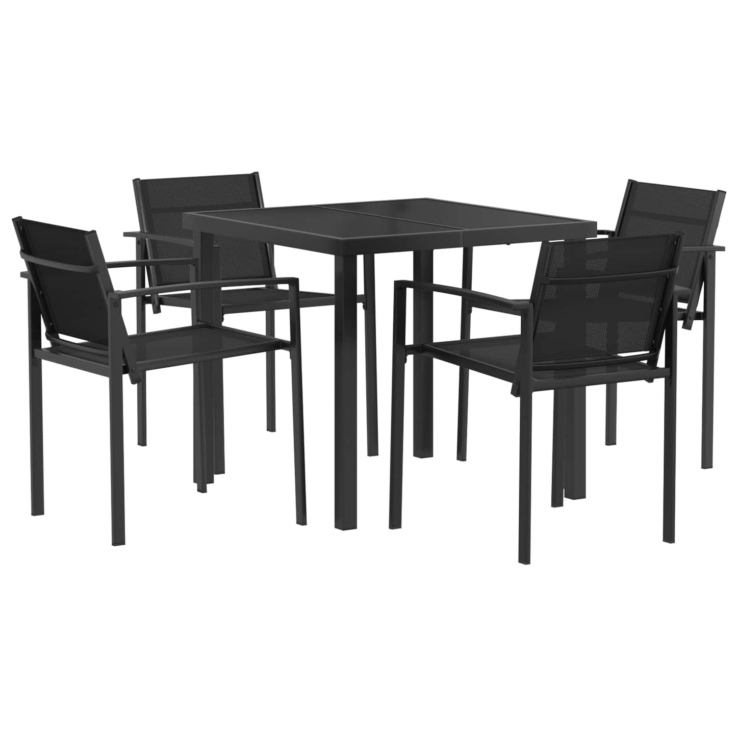 Outdoor Furniture Set 5 pcs Black and Anthracite Textilene