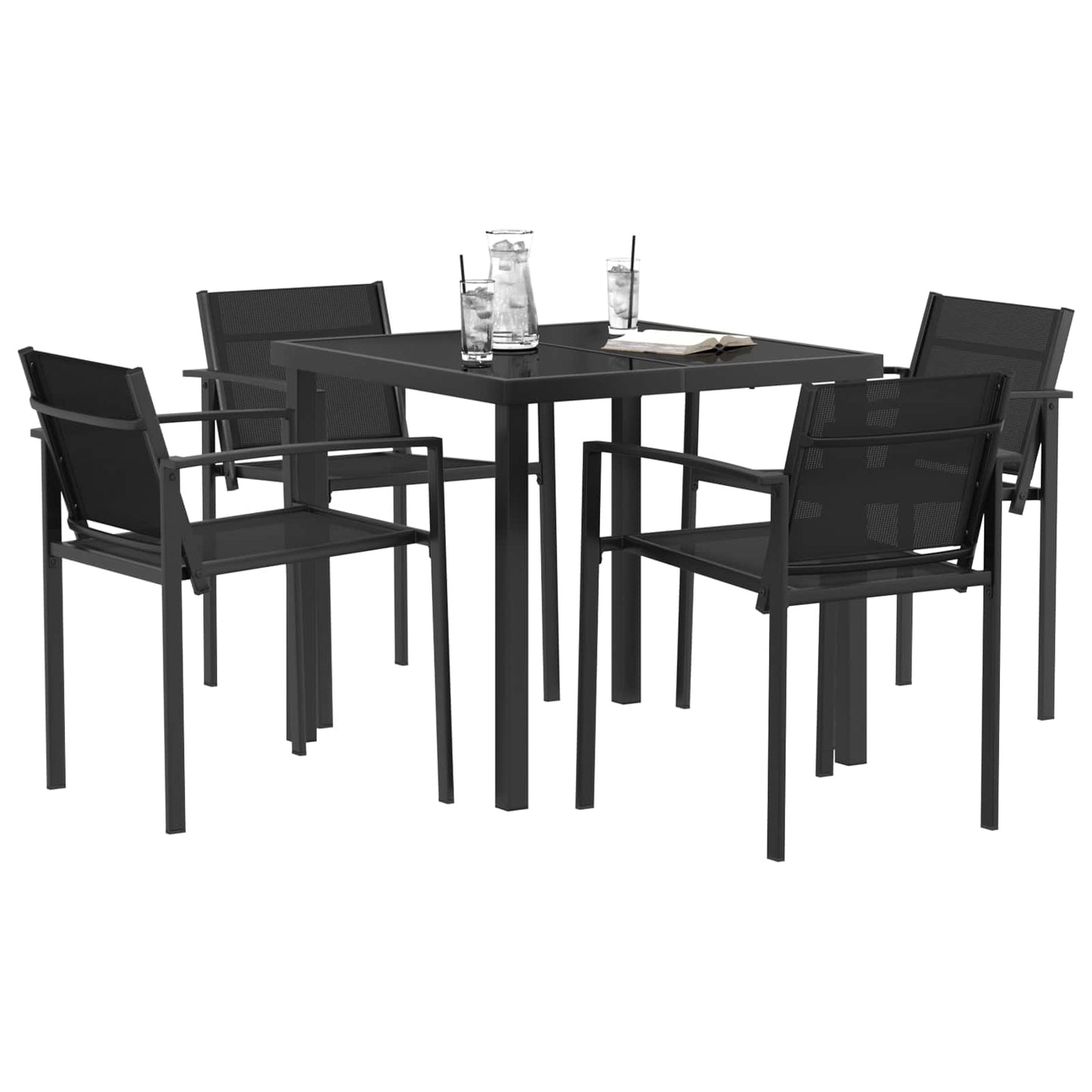 Outdoor Furniture Set 5 pcs Black and Anthracite Textilene