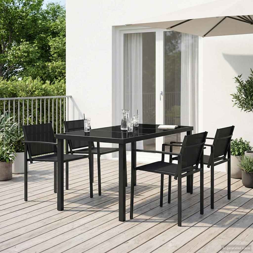 Outdoor Furniture Set 5 pcs Black and Anthracite Textilene