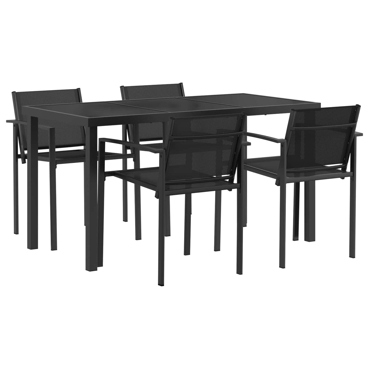 Outdoor Furniture Set 5 pcs Black and Anthracite Textilene