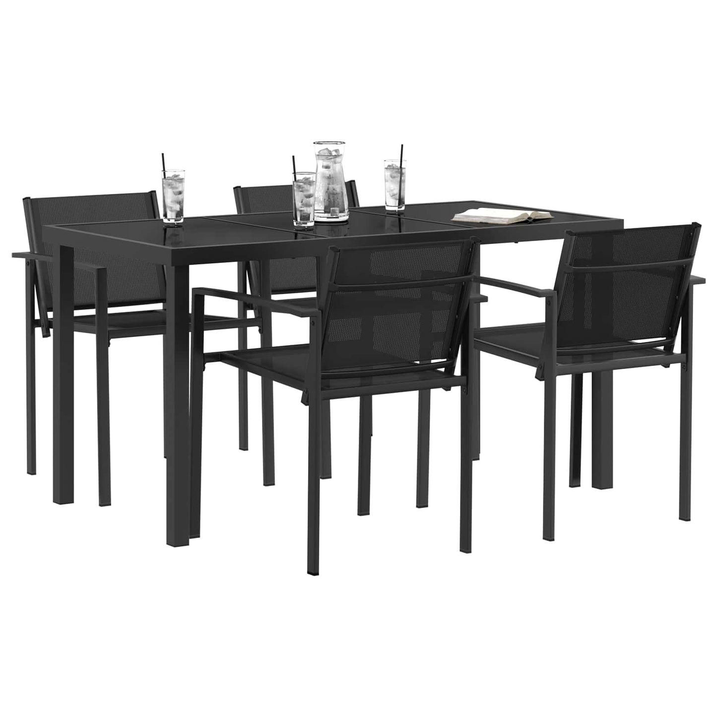 Outdoor Furniture Set 5 pcs Black and Anthracite Textilene