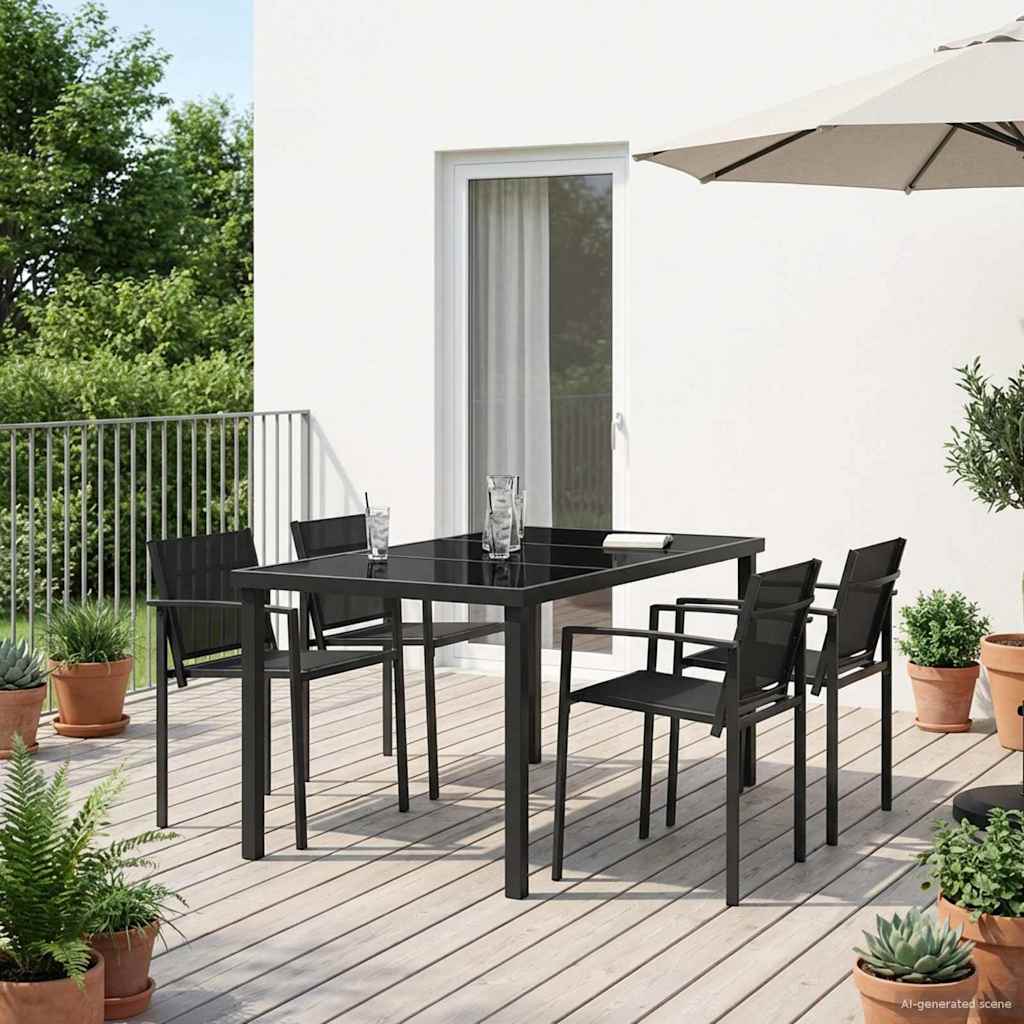 Outdoor Furniture Set 5 pcs Black and Anthracite Textilene