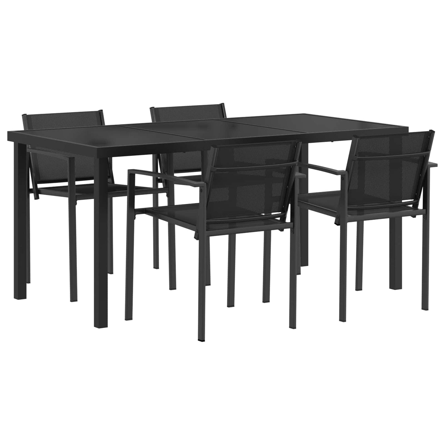 Outdoor Furniture Set 5 pcs Black and Anthracite Textilene
