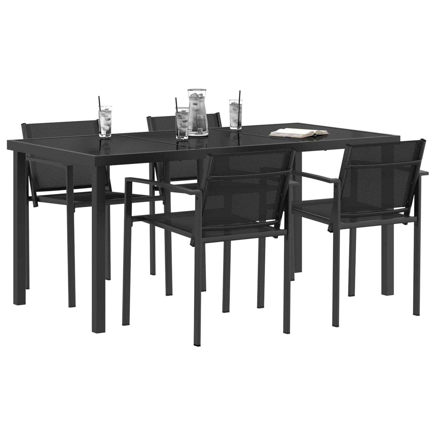 Outdoor Furniture Set 5 pcs Black and Anthracite Textilene