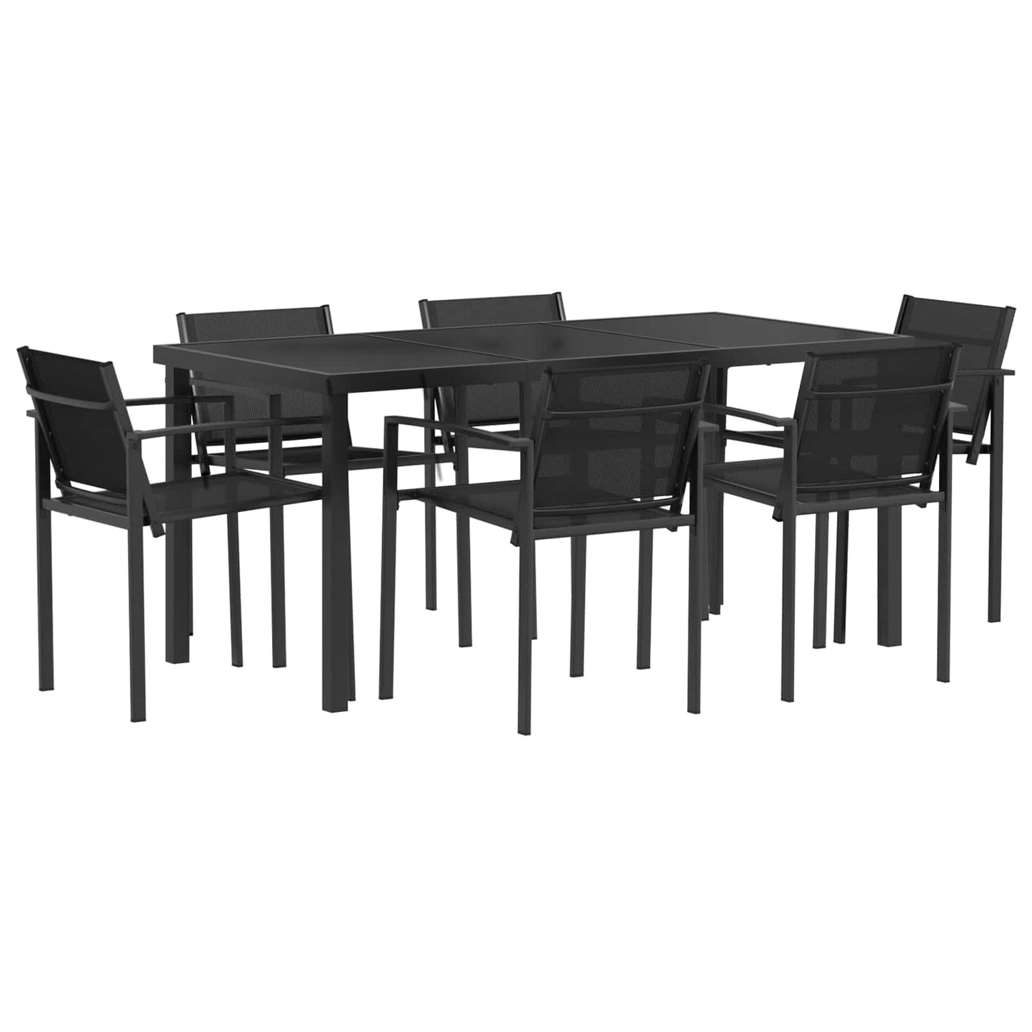 Outdoor Furniture Set 7 pcs Black and Anthracite Textilene