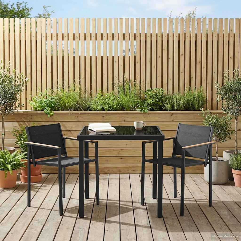 Outdoor Furniture Set 3 pcs Black and Anthracite Textilene