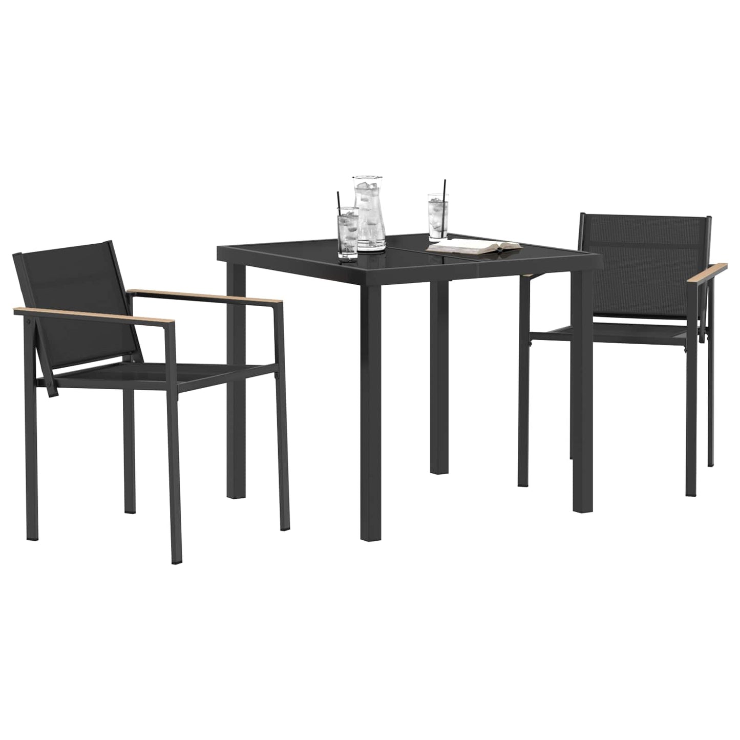 Outdoor Furniture Set 3 pcs Black and Anthracite Textilene