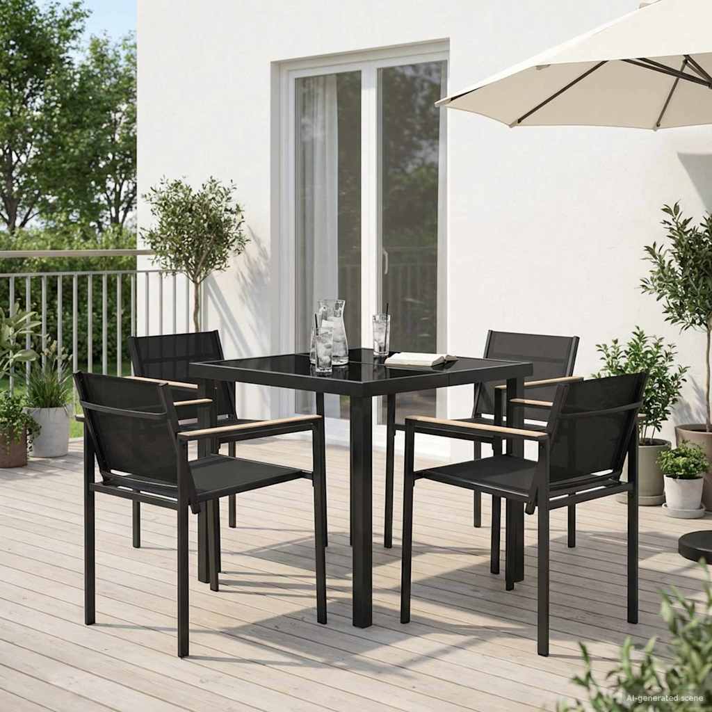 Outdoor Furniture Set 5 pcs Black and Anthracite Textilene