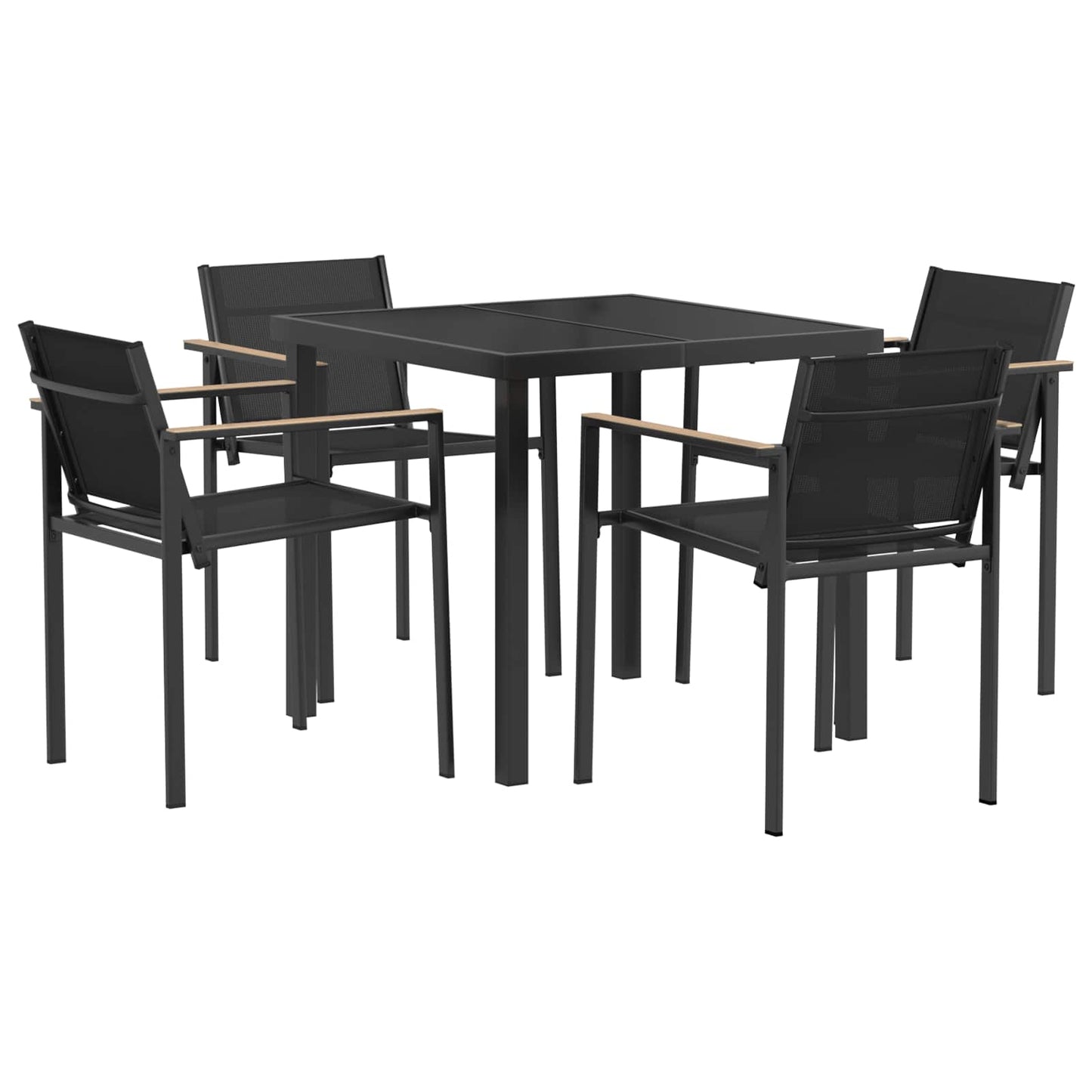 Outdoor Furniture Set 5 pcs Black and Anthracite Textilene