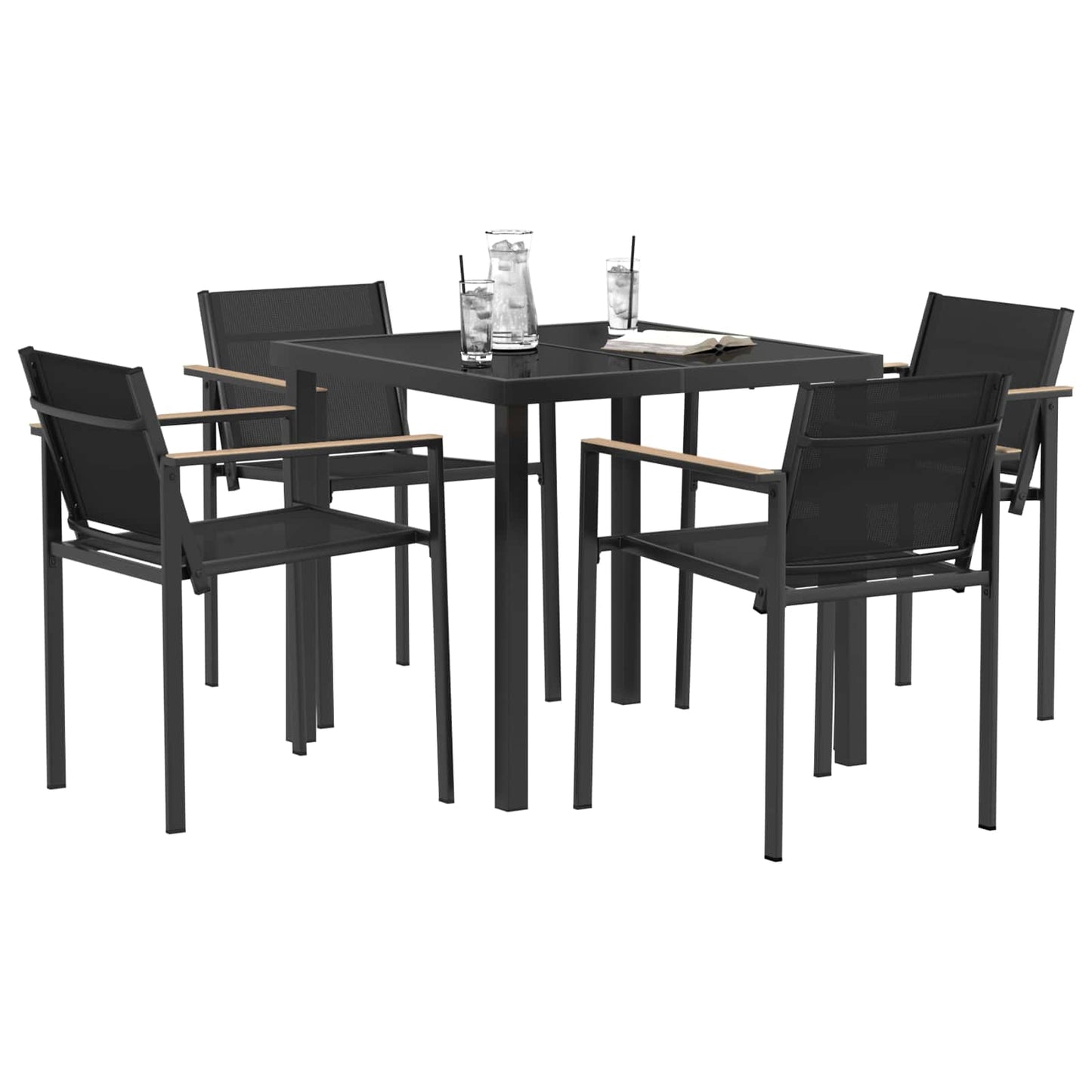 Outdoor Furniture Set 5 pcs Black and Anthracite Textilene