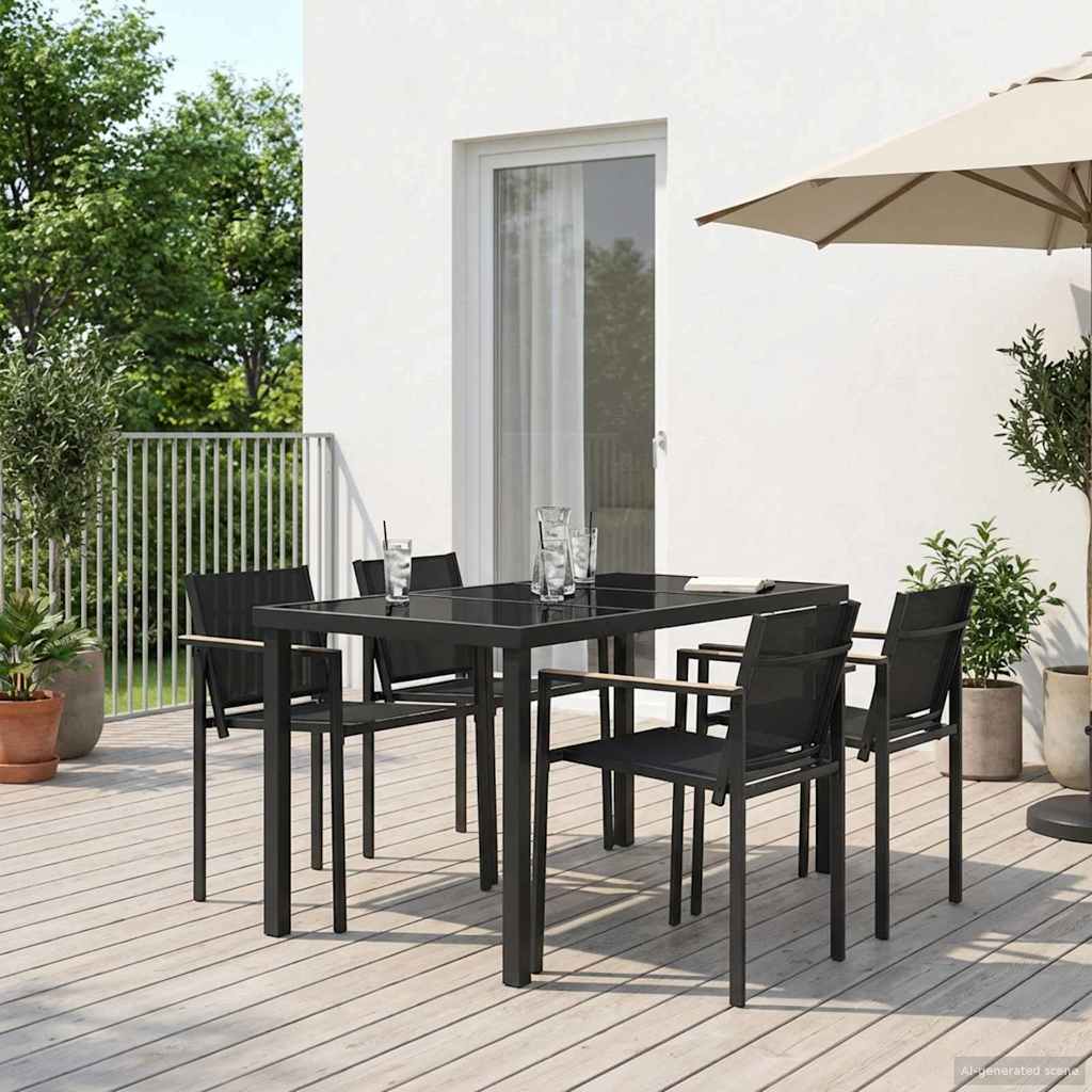 Outdoor Furniture Set 5 pcs Black and Anthracite Textilene