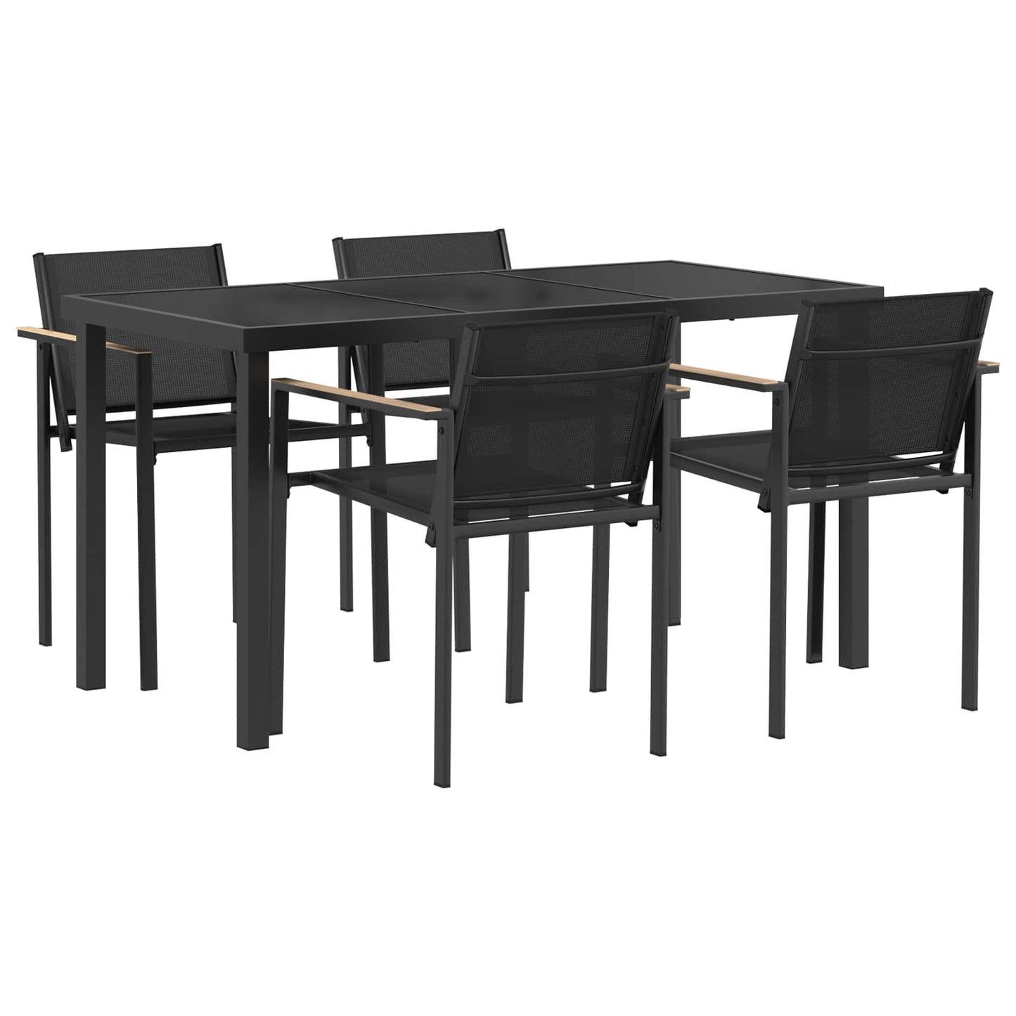 Outdoor Furniture Set 5 pcs Black and Anthracite Textilene