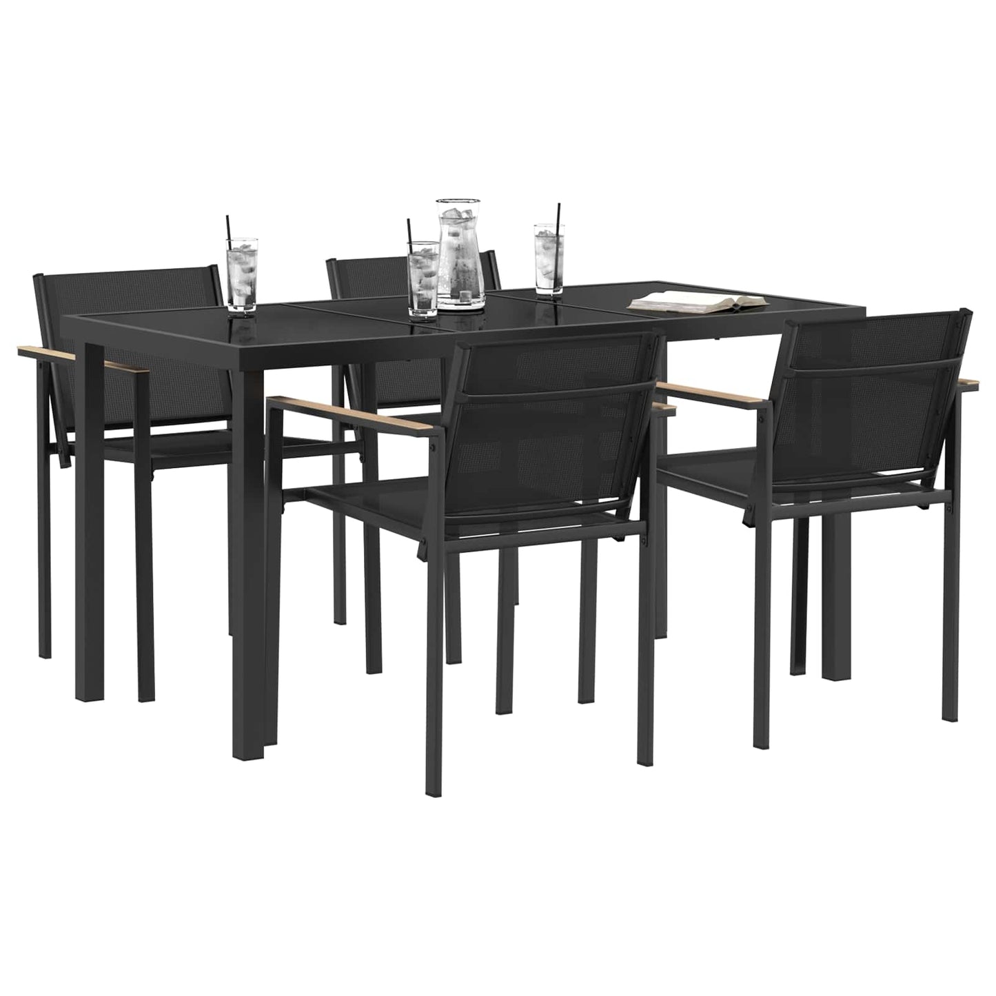 Outdoor Furniture Set 5 pcs Black and Anthracite Textilene