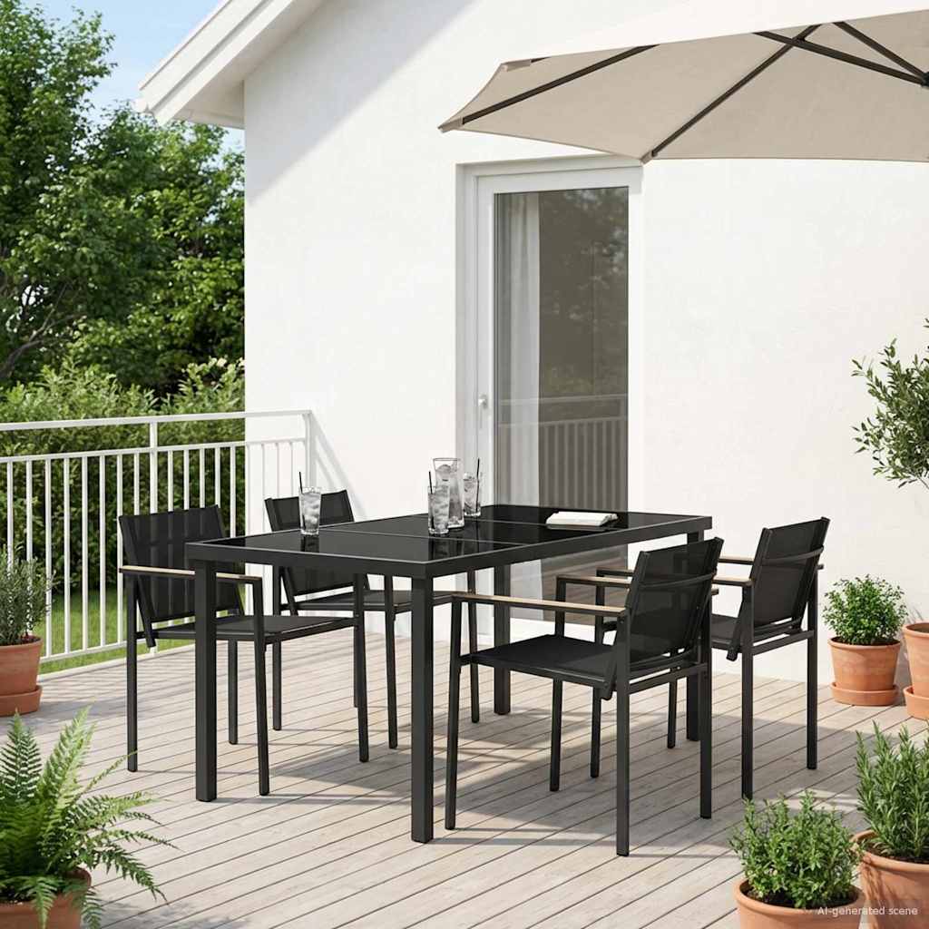 Outdoor Furniture Set 5 pcs Black and Anthracite Textilene
