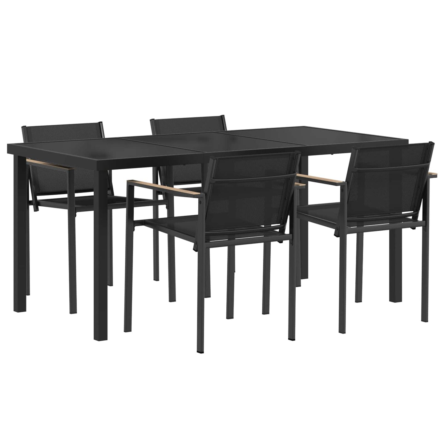Outdoor Furniture Set 5 pcs Black and Anthracite Textilene