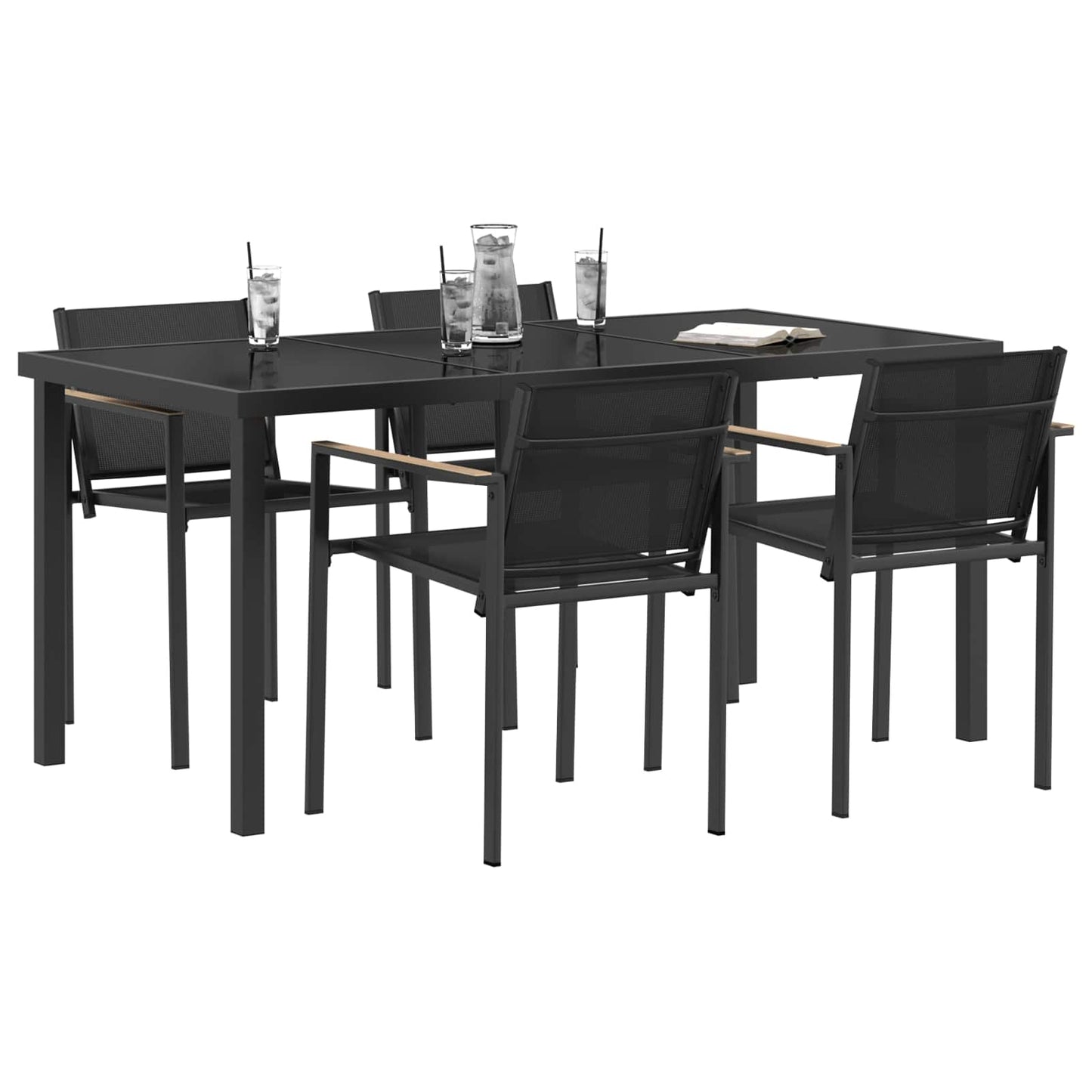 Outdoor Furniture Set 5 pcs Black and Anthracite Textilene