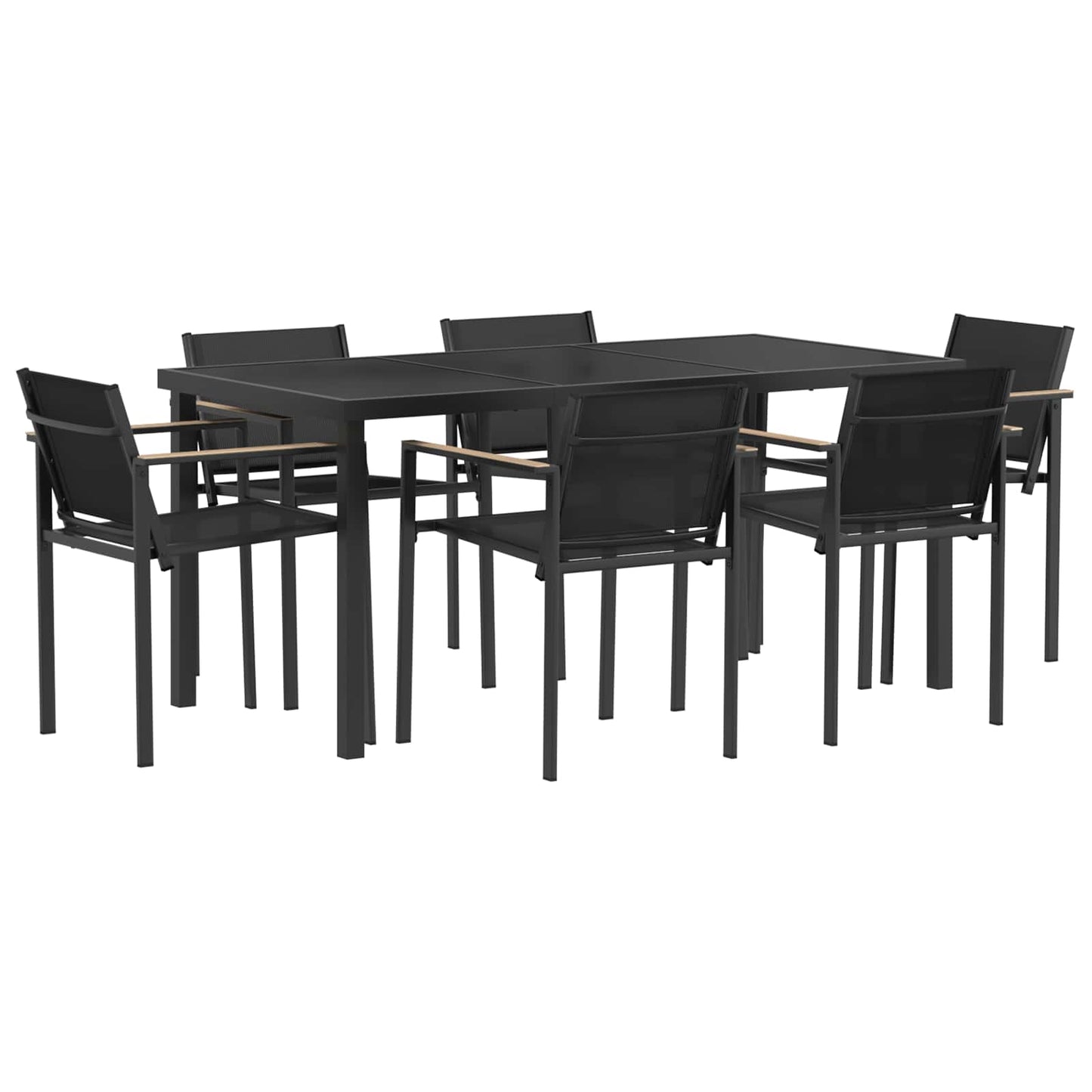 Outdoor Furniture Set 7 pcs Black and Anthracite Textilene