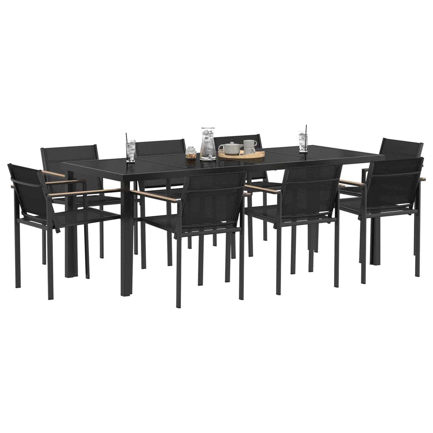 Outdoor Furniture Set 9 pcs Black and Anthracite Textilene