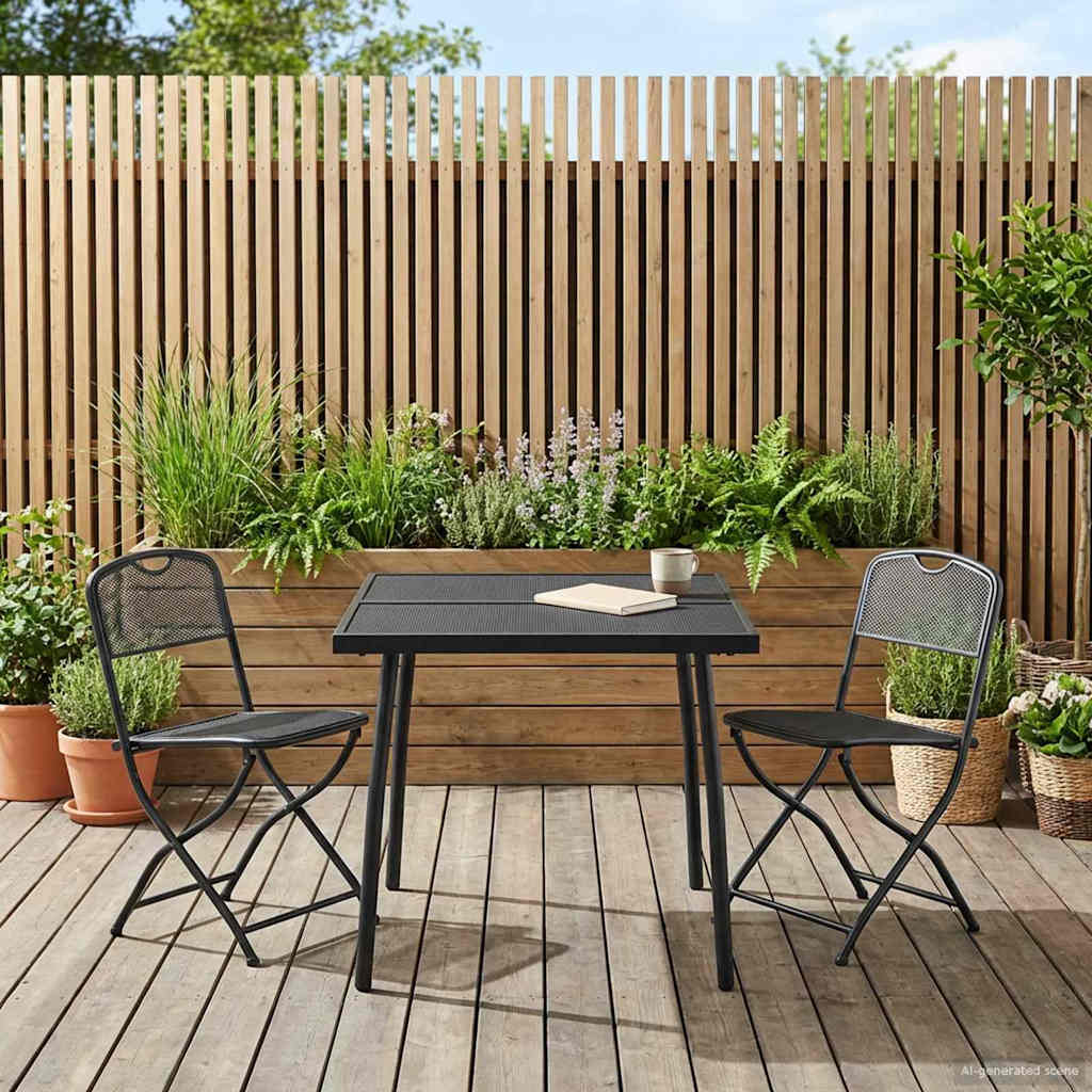 Outdoor Furniture Set Folding 3 pcs Anthracite Iron and Steel