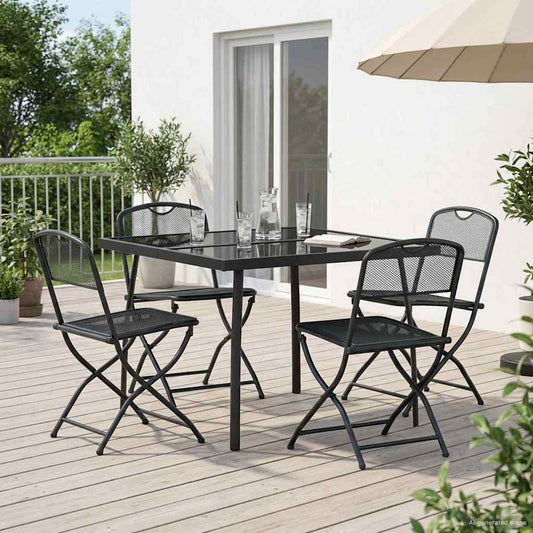 Outdoor Furniture Set 5 pcs Anthracite Iron and Steel