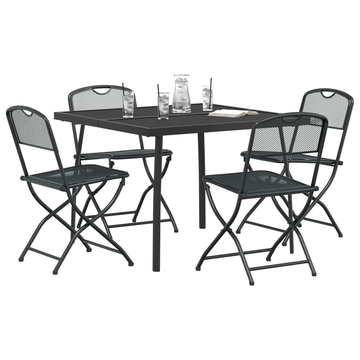 Outdoor Furniture Set Folding 5 pcs Anthracite Iron and Steel