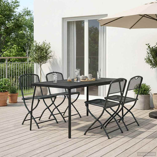 Outdoor Furniture Set 5 pcs Anthracite Iron and Steel