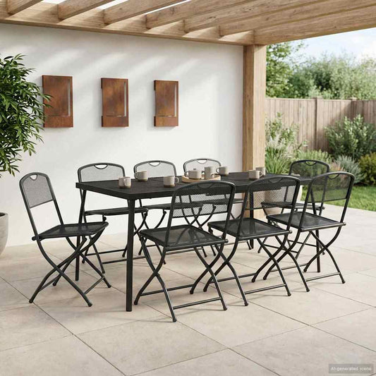 Outdoor Furniture Set 7 pcs Anthracite Iron and Steel