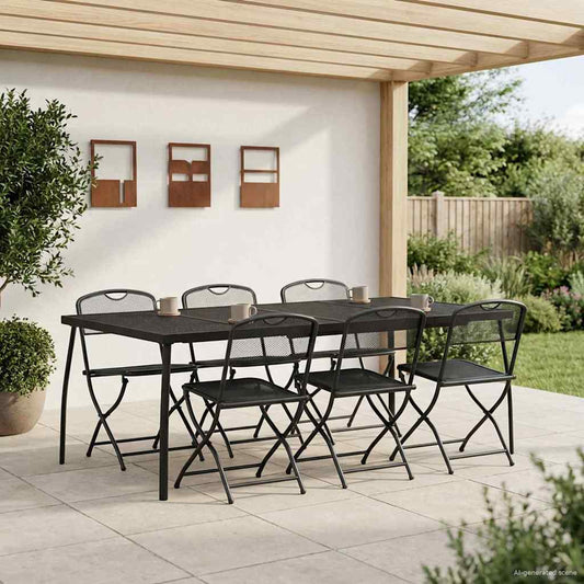Outdoor Furniture Set 7 pcs Anthracite Iron and Steel