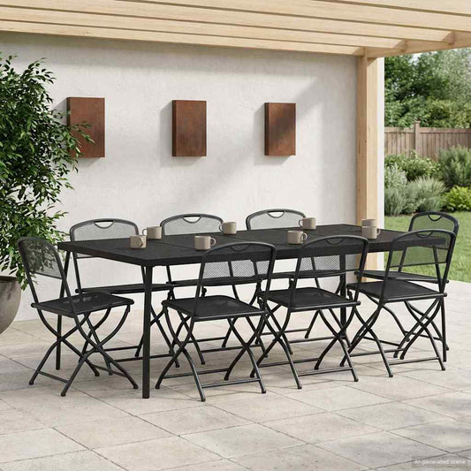 Outdoor Furniture Set 9 pcs Anthracite Iron and Steel