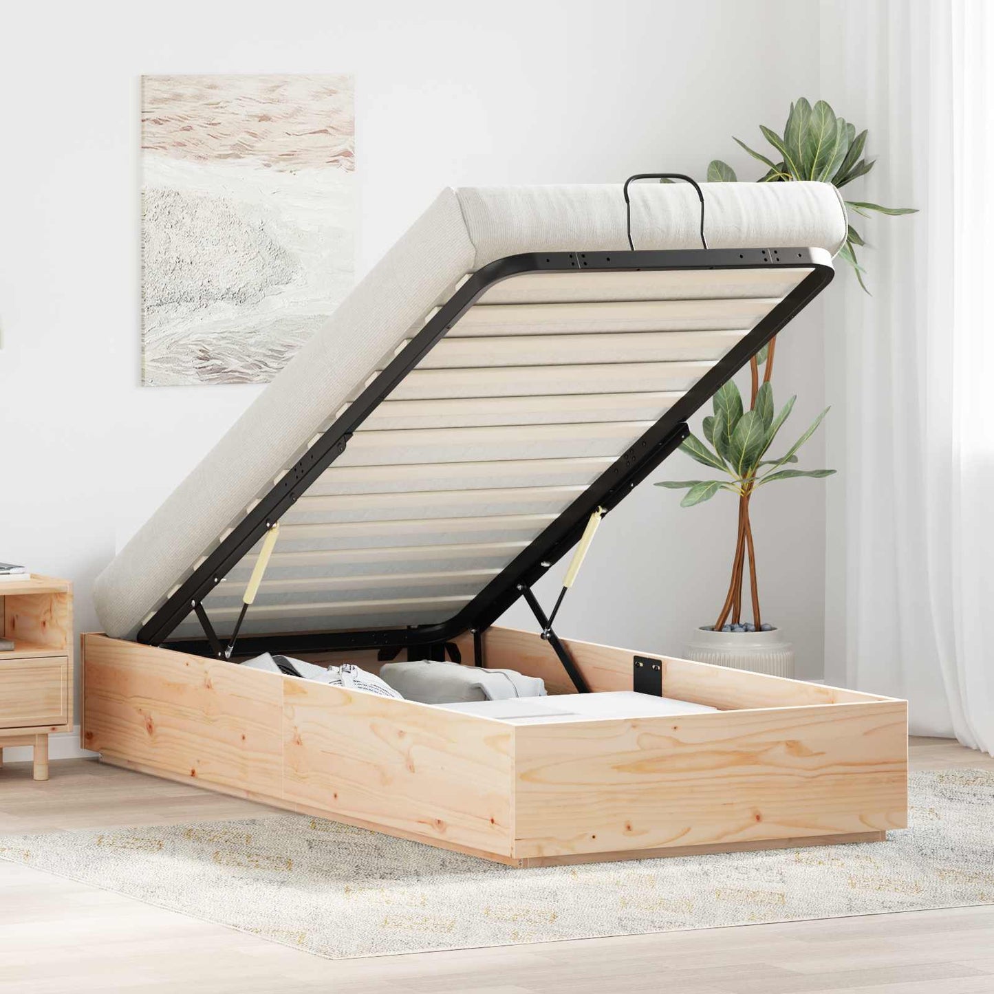 Ottoman Bed Frame Natural 80 x 200 cm Solid Pine Wood