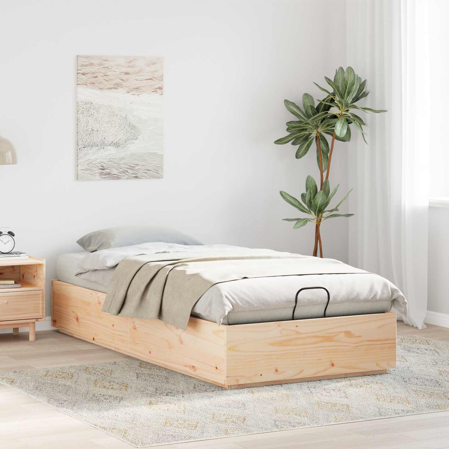 Ottoman Bed Frame Natural 80 x 200 cm Solid Pine Wood