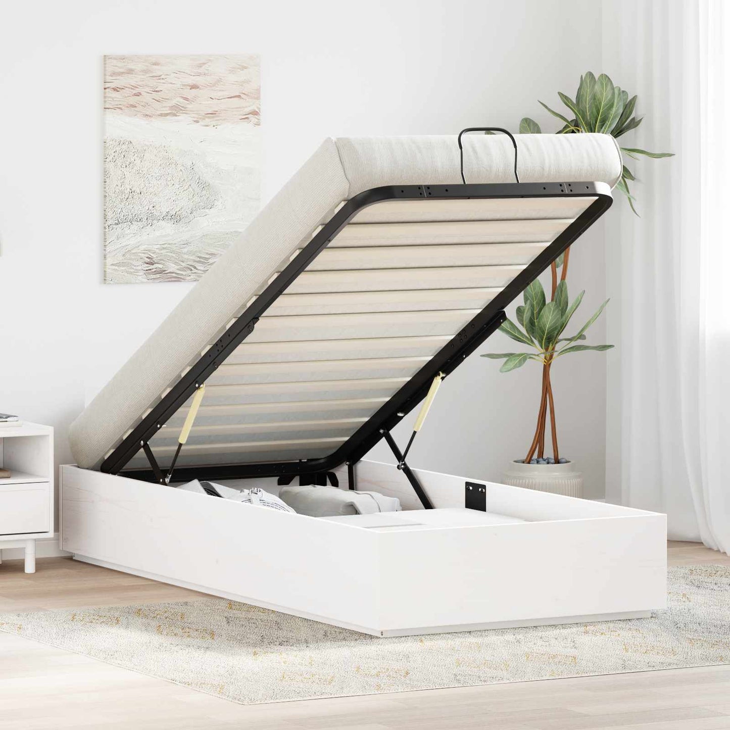 Ottoman Bed Frame White 80 x 200 cm Solid Pine Wood