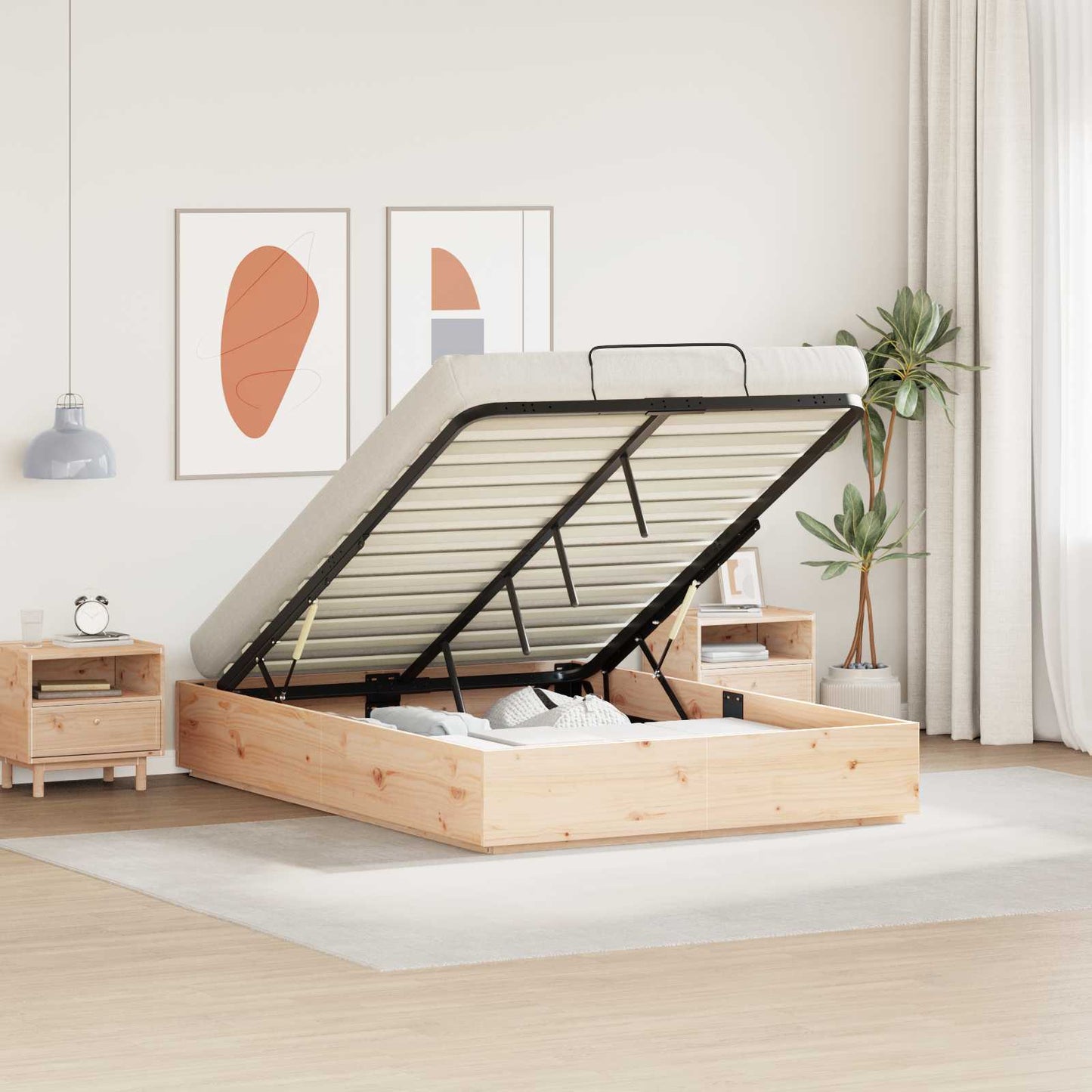 Ottoman Bed Frame Natural 120 x 200 cm Solid Pine Wood