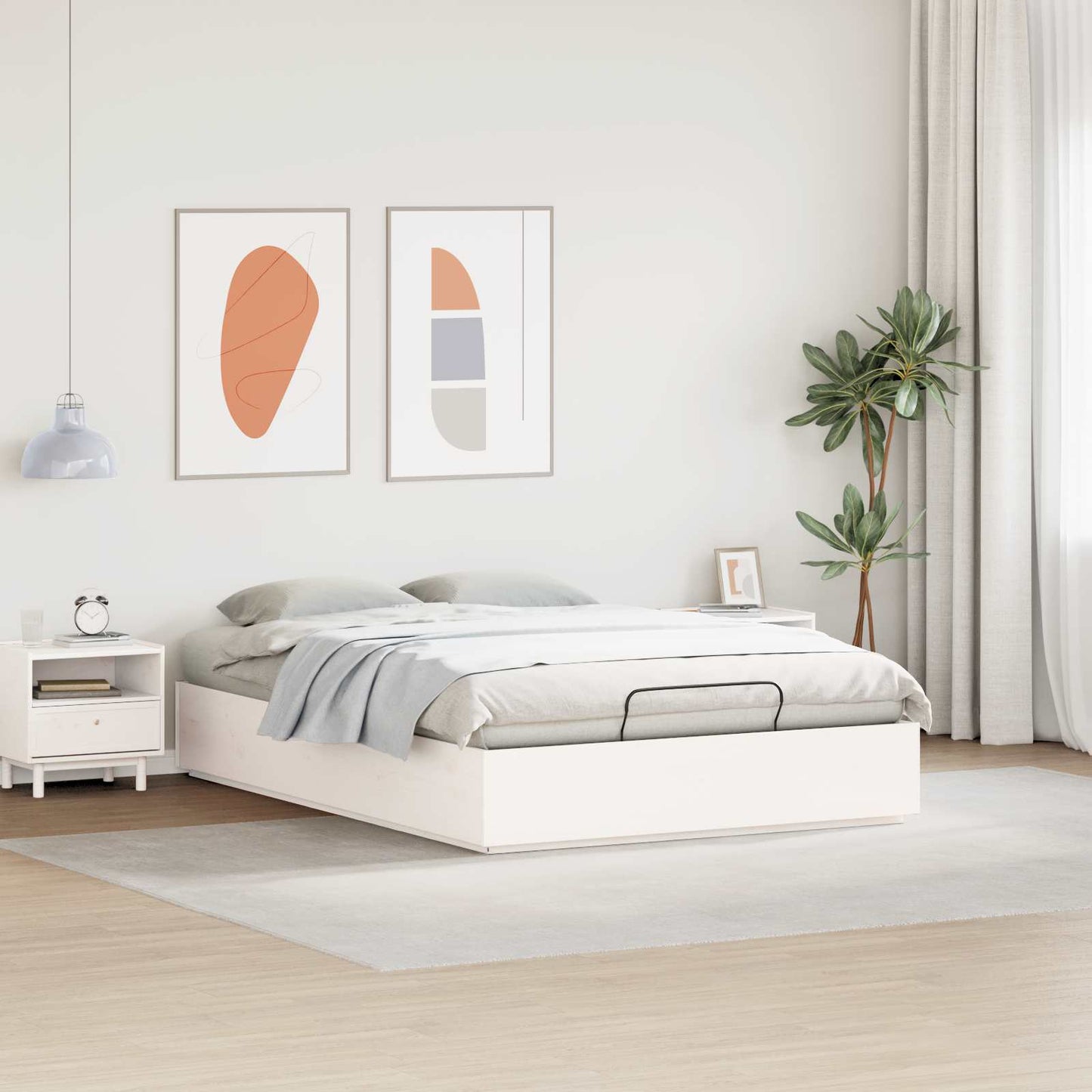 Ottoman Bed Frame White 120 x 200 cm Solid Pine Wood