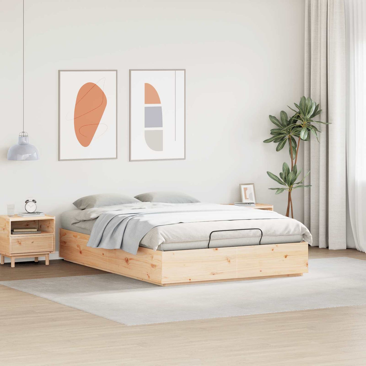 Ottoman Bed Frame Natural 160 x 200 cm Solid Pine Wood