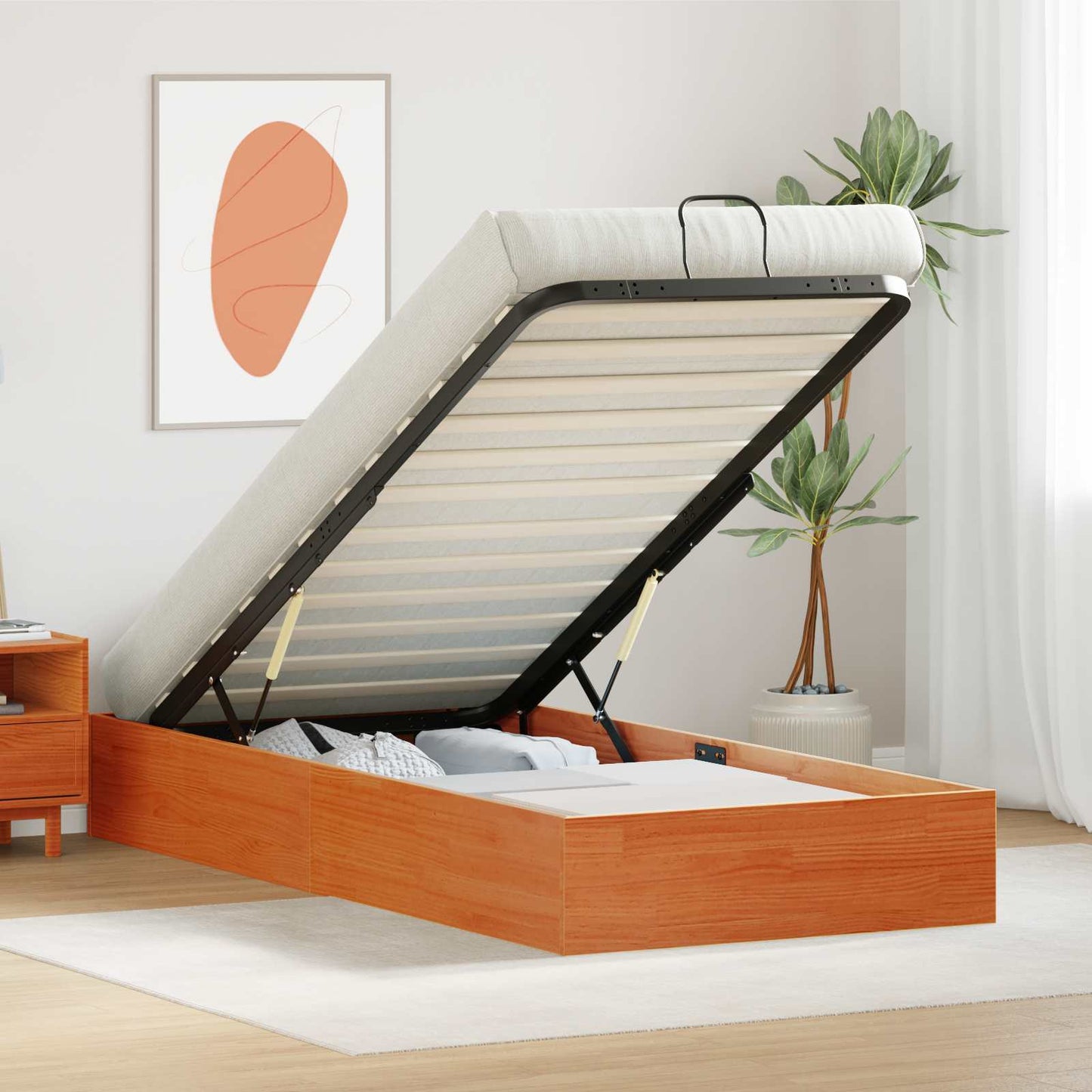 Ottoman Bed Frame with Storage Wax Brown 75 x 190 cm