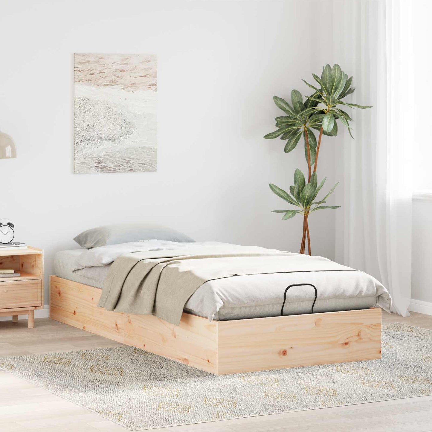 Ottoman Bed Frame with Storage Natural 80 x 200 cm