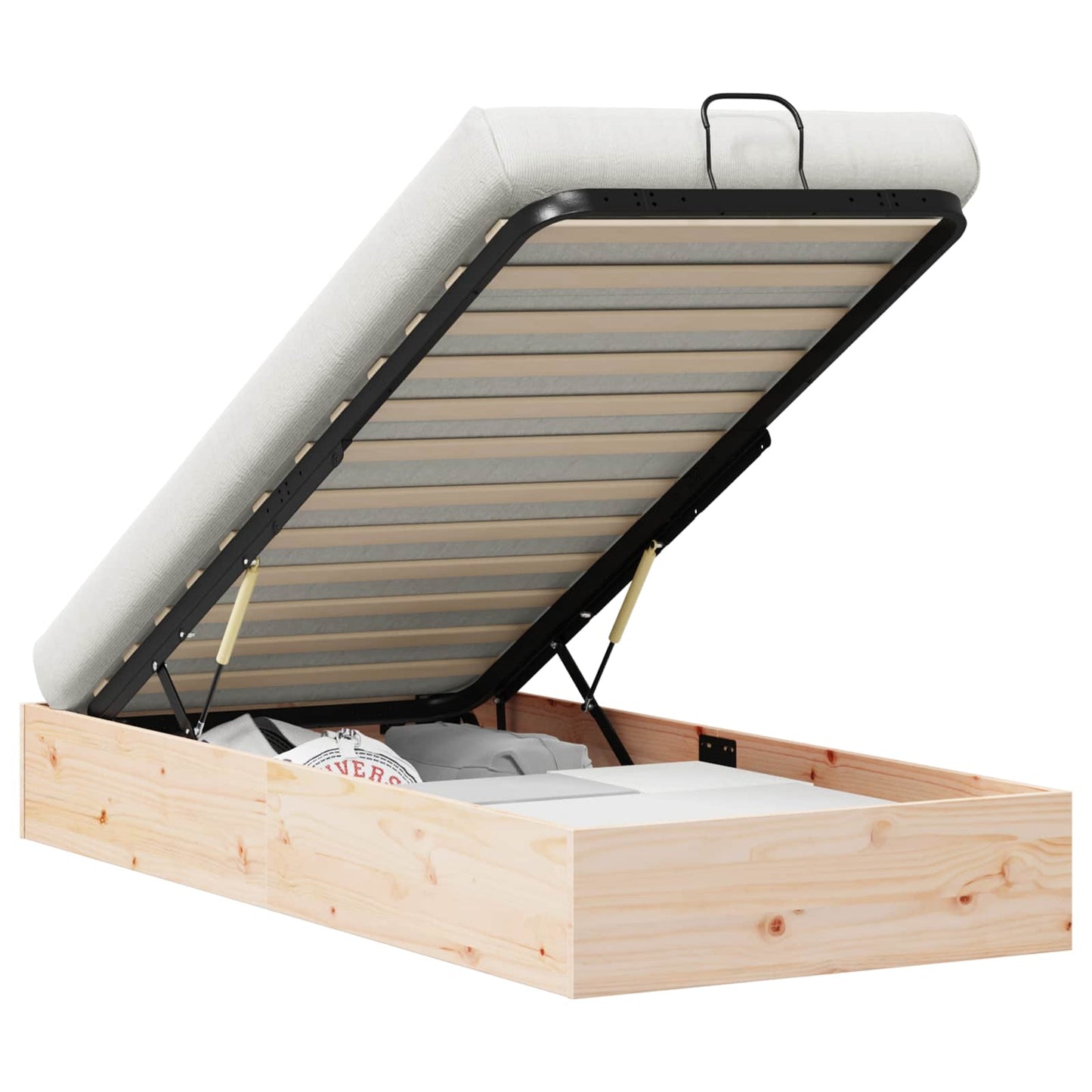 Ottoman Bed Frame with Storage Natural 90 x 200 cm