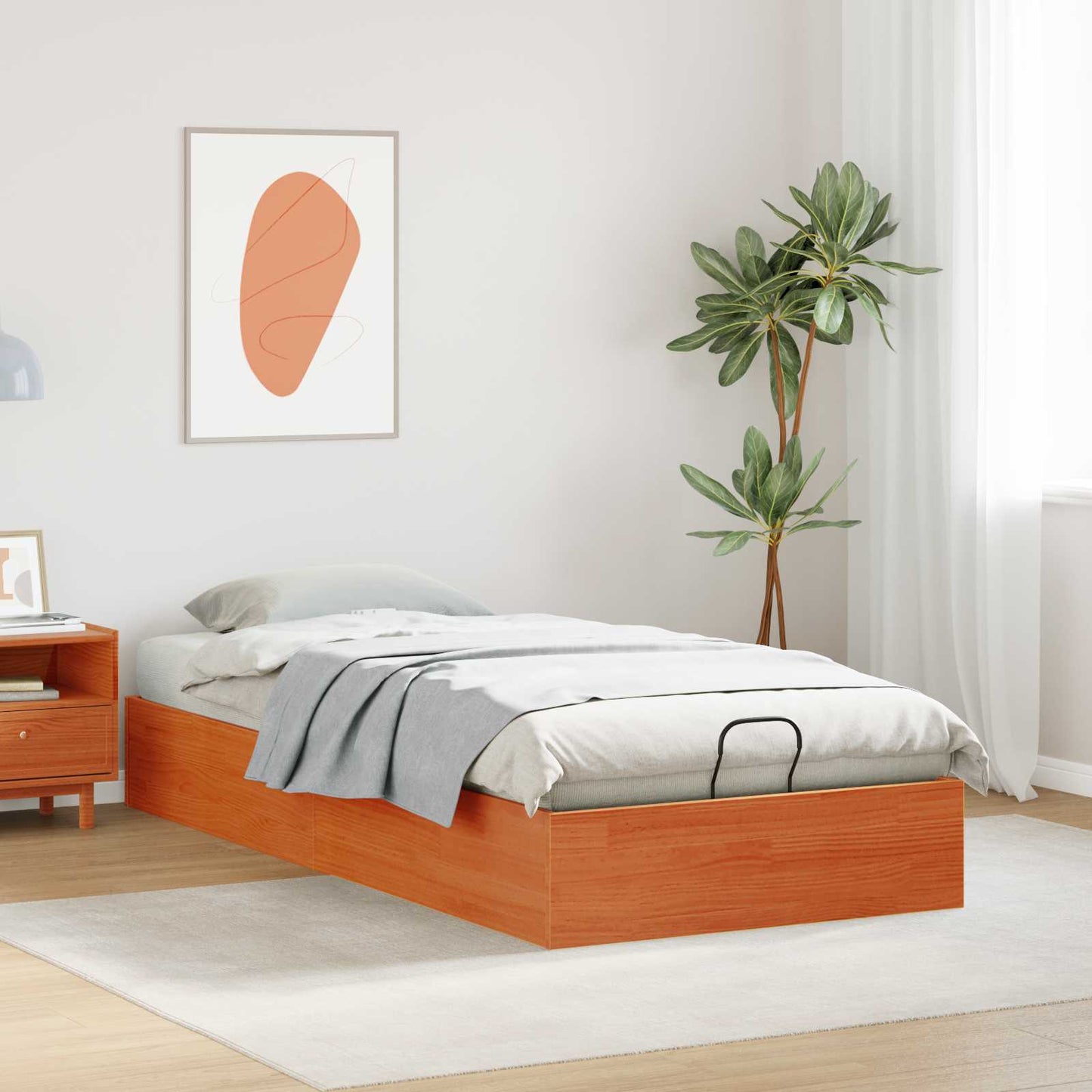 Ottoman Bed Frame with Storage Wax Brown 100 x 200 cm