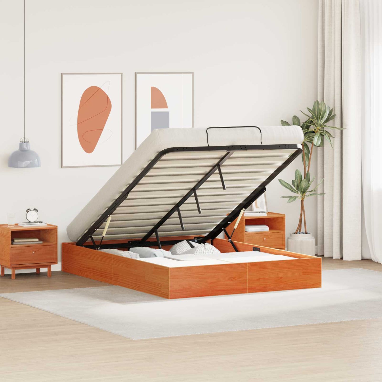 Ottoman Bed Frame with Storage Wax Brown 120 x 190 cm
