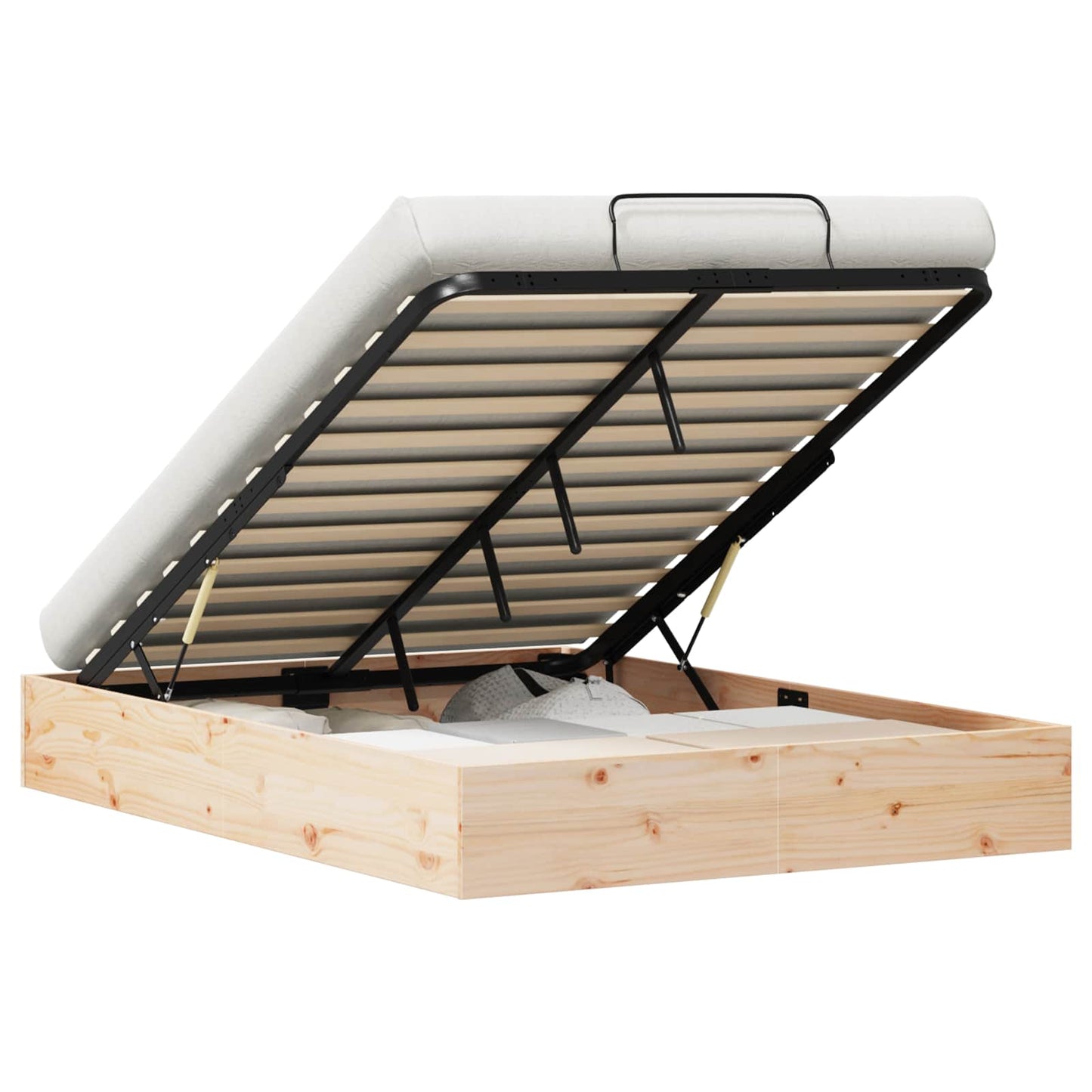 Ottoman Bed Frame with Storage Natural 135 x 190 cm