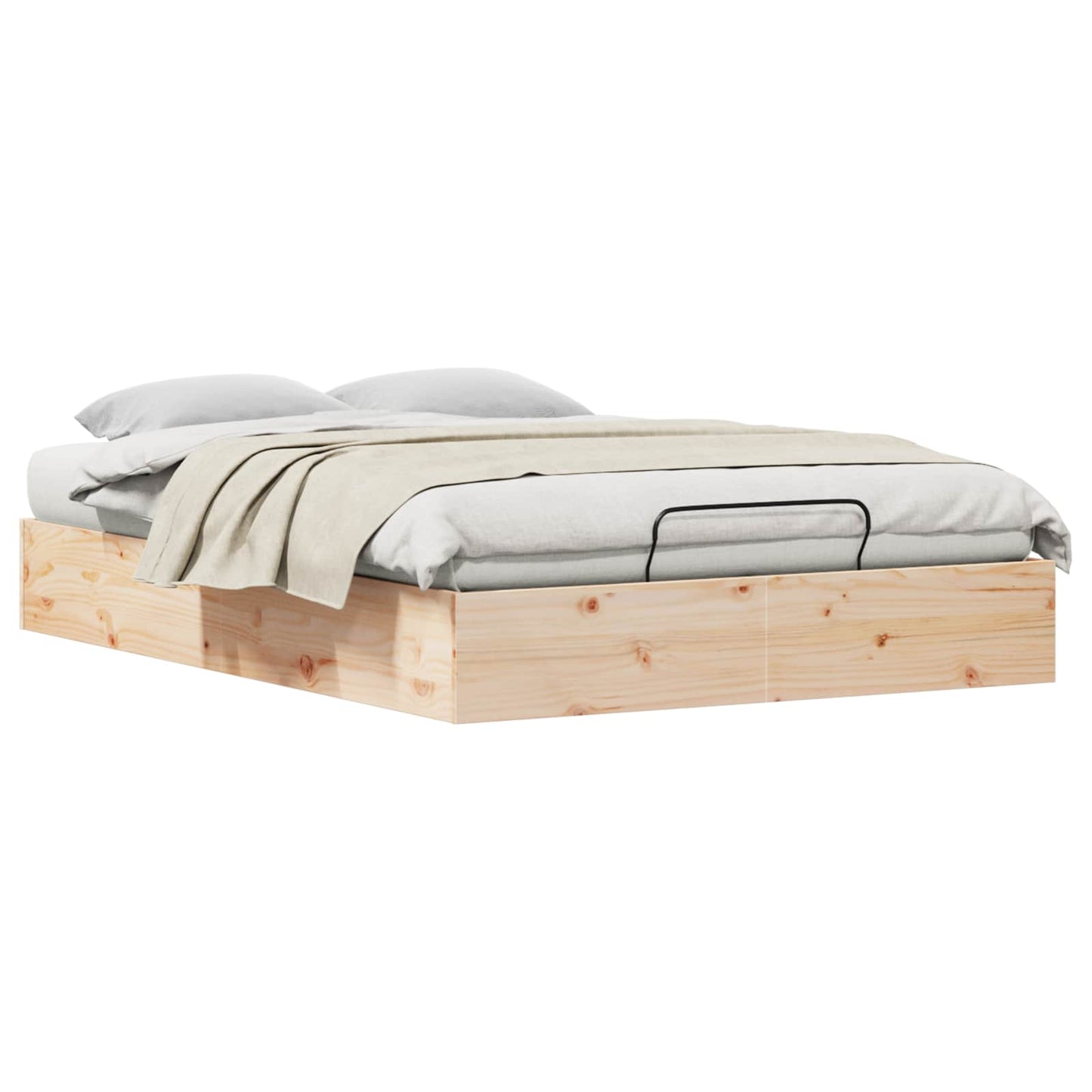 Ottoman Bed Frame with Storage Natural 135 x 190 cm