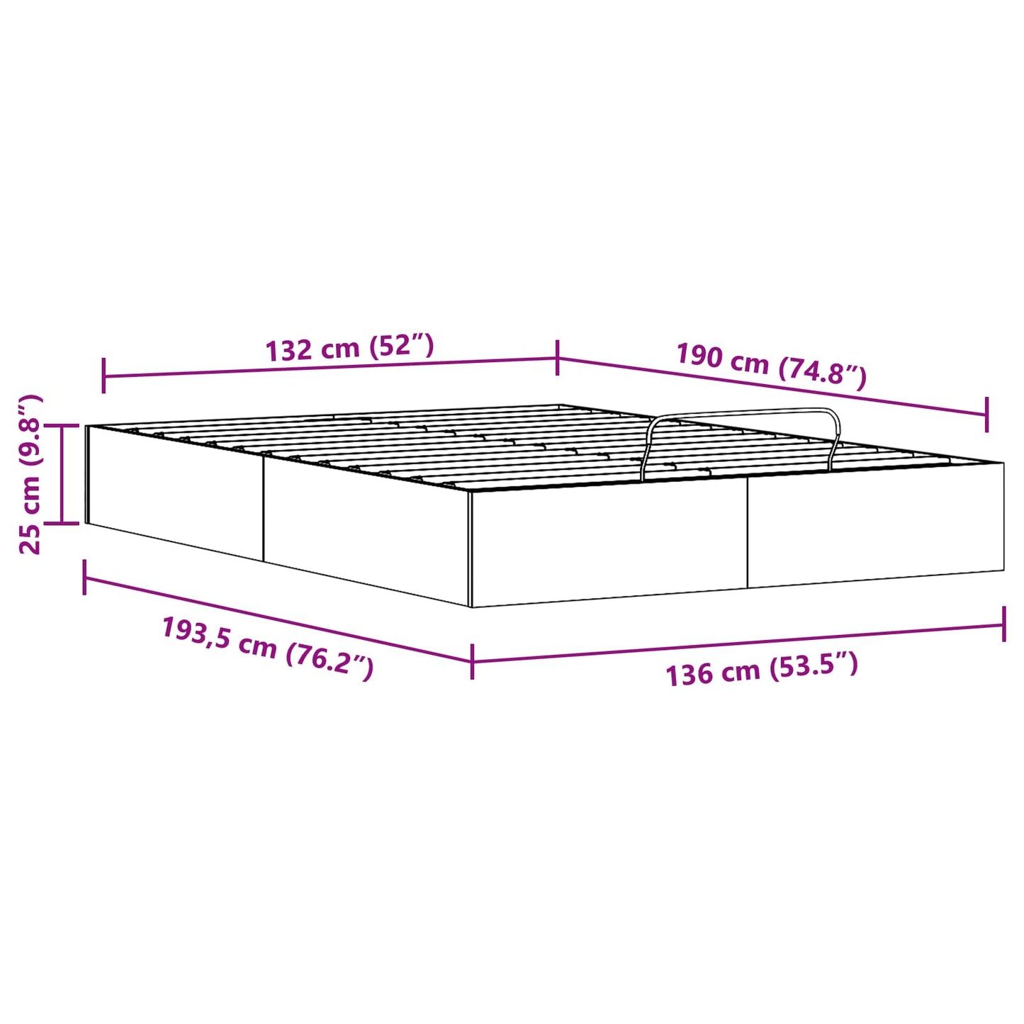 Ottoman Bed Frame with Storage White 135 x 190 cm