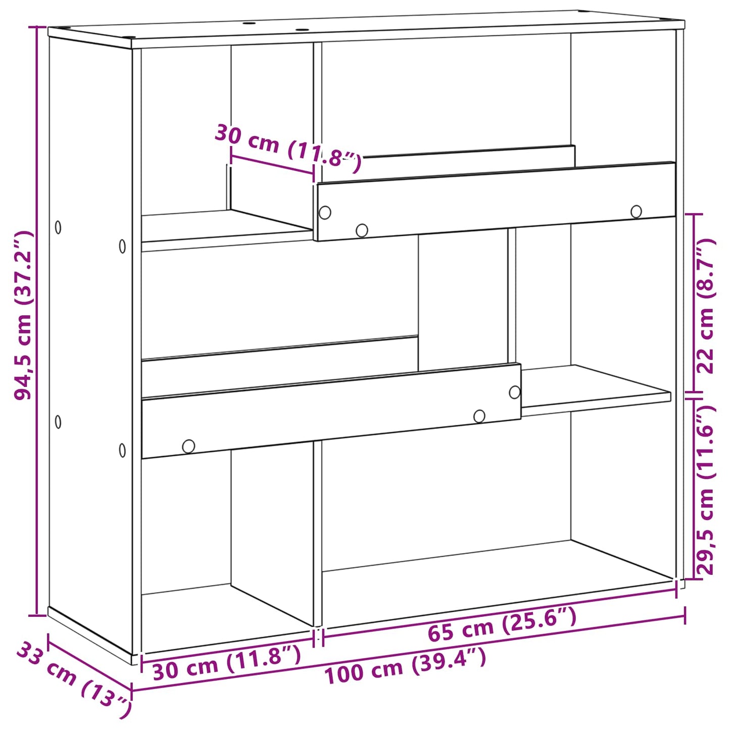 Book Shelf Black Oak 100 x 33 x 94.5 cm Engineered Wood