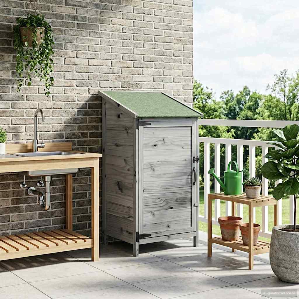 Garden Shed Grey 59 x 56 x 113.5 cm Engineered Wood